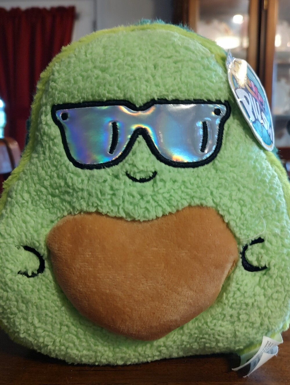 Green Avocado Plush with Holographic Sunglasses